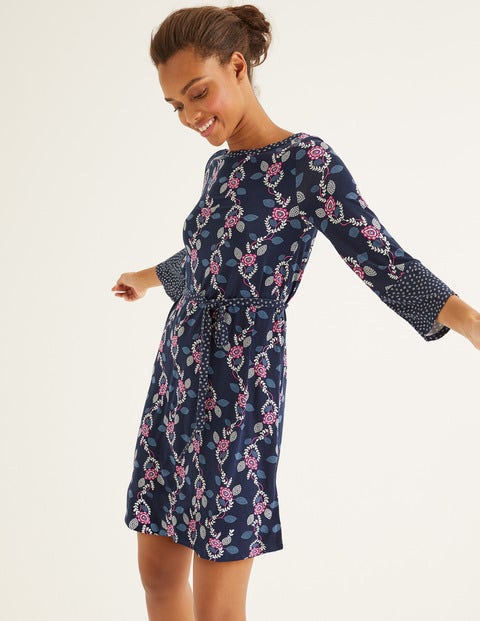 Amy Jersey Tunic - Navy, Stamp Vine Amy Jersey Tunic - Navy, Stamp Vine