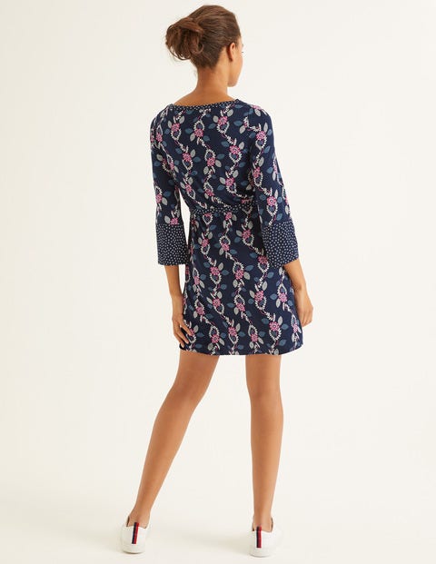 Amy Jersey Tunic - Navy, Stamp Vine Amy Jersey Tunic - Navy, Stamp Vine