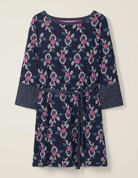 Amy Jersey Tunic - Navy, Stamp Vine Amy Jersey Tunic - Navy, Stamp Vine
