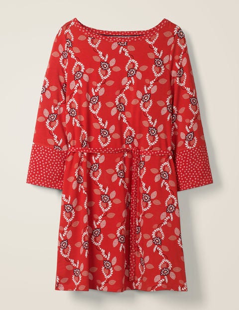Amy Jersey Tunic - Post Box Red, Stamp Vine Amy Jersey Tunic - Post Box Red, Stamp Vine