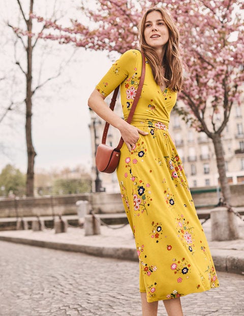 Carrie Jersey Midi Dress - Saffron, Daydream