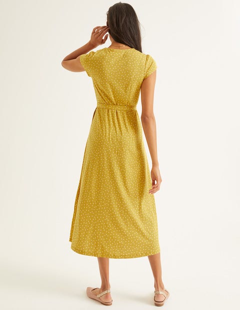 Frances Jersey Midi Dress - Saffron, Polka Dot Frances Jersey Midi Dress - Saffron, Polka Dot