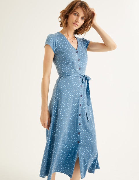 Frances Jersey Midi Dress - Horizon, Polka Dot Frances Jersey Midi Dress - Horizon, Polka Dot