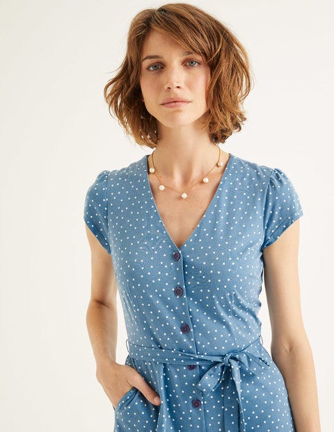 Frances Jersey Midi Dress - Horizon, Polka Dot Frances Jersey Midi Dress - Horizon, Polka Dot