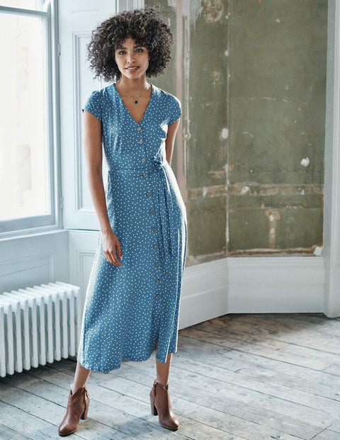 Frances Jersey Midi Dress - Horizon, Polka Dot Frances Jersey Midi Dress - Horizon, Polka Dot