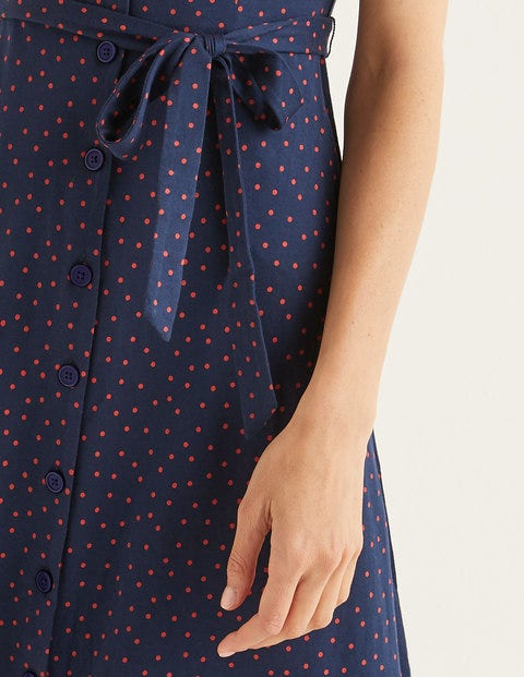 Frances Midikleid Aus Jersey - Navy, Signalrot, Polka-Tupfen Frances Midikleid Aus Jersey - Navy, Signalrot, Polka-Tupfen