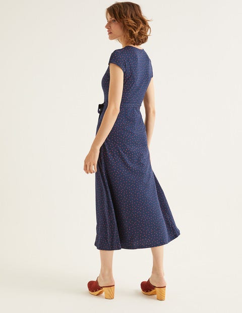 Frances Midikleid Aus Jersey - Navy, Signalrot, Polka-Tupfen Frances Midikleid Aus Jersey - Navy, Signalrot, Polka-Tupfen