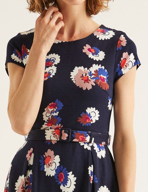 Aida Ponte Dress - French Navy, Painted Daisy Aida Ponte Dress - French Navy, Painted Daisy