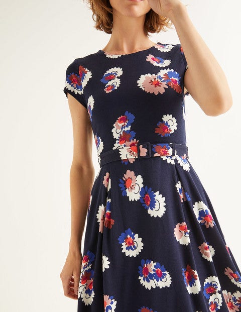 Aida Ponte Dress - French Navy, Painted Daisy Aida Ponte Dress - French Navy, Painted Daisy