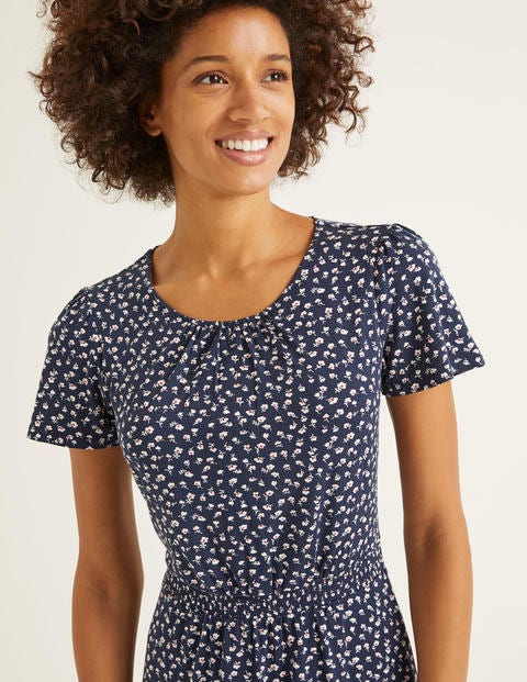 Evangeline Jersey Dress - Navy, Ditsy Petal Evangeline Jersey Dress - Navy, Ditsy Petal