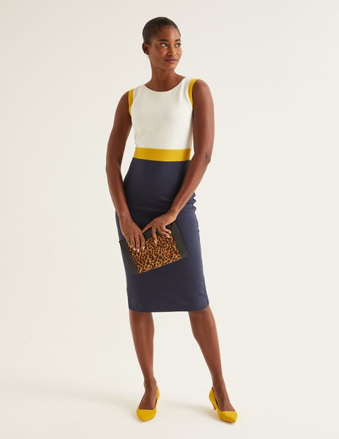 Celia Ottoman Dress - Navy/Saffron Celia Ottoman Dress - Navy/Saffron