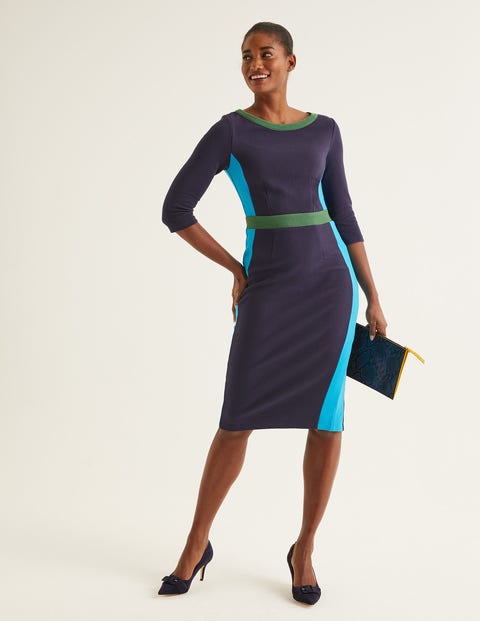 Leah Ottoman Dress - Navy/Blue Lagoon Leah Ottoman Dress - Navy/Blue Lagoon