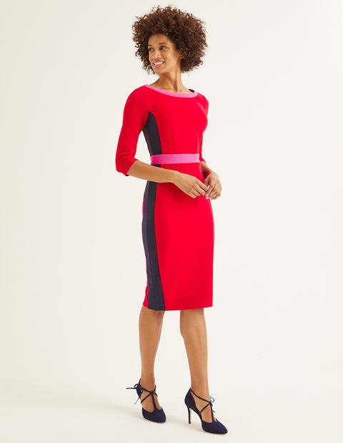 Leah Ottoman Dress - Post Box Red/ Navy Leah Ottoman Dress - Post Box Red/ Navy