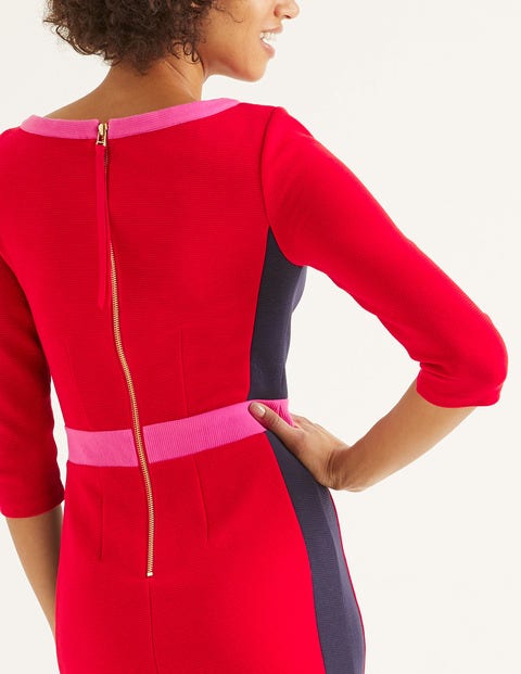 Leah Ottoman Dress - Post Box Red/ Navy Leah Ottoman Dress - Post Box Red/ Navy