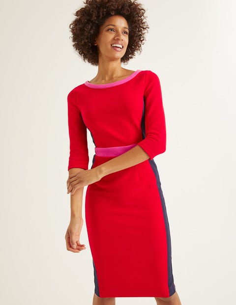 Leah Ottoman Dress - Post Box Red/ Navy Leah Ottoman Dress - Post Box Red/ Navy