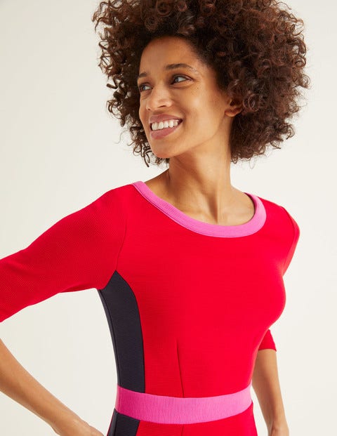 Leah Ottoman Dress - Post Box Red/ Navy Leah Ottoman Dress - Post Box Red/ Navy