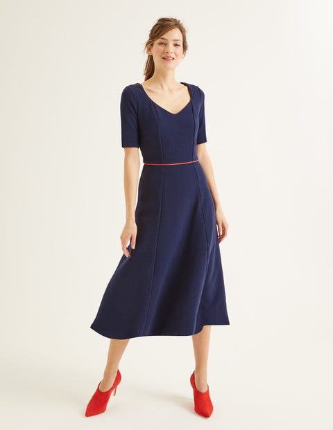 Hadley Ottoman Midi Dress - Navy/Post Box Red Hadley Ottoman Midi Dress - Navy/Post Box Red