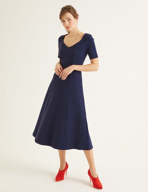 Hadley Ottoman Midi Dress - Navy/Post Box Red Hadley Ottoman Midi Dress - Navy/Post Box Red