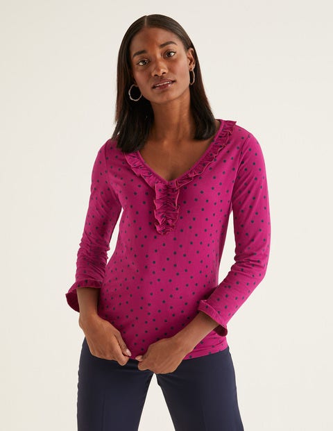 Federica Jersey Top - Vibrant Plum, Polka Spot Federica Jersey Top - Vibrant Plum, Polka Spot