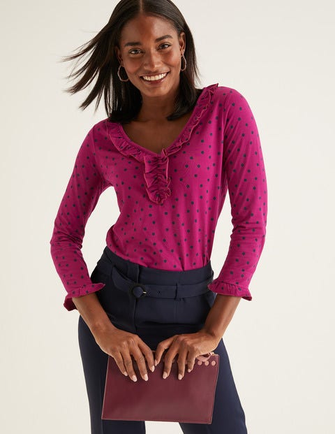 Federica Jersey Top - Vibrant Plum, Polka Spot Federica Jersey Top - Vibrant Plum, Polka Spot