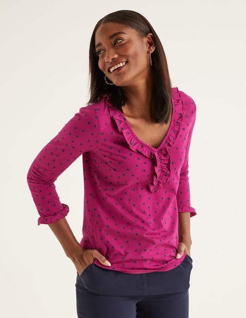Federica Jersey Top - Vibrant Plum, Polka Spot Federica Jersey Top - Vibrant Plum, Polka Spot