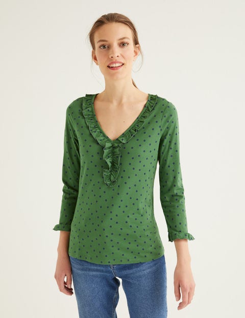 Federica Jersey Top - Broad Bean, Polka Spot Federica Jersey Top - Broad Bean, Polka Spot