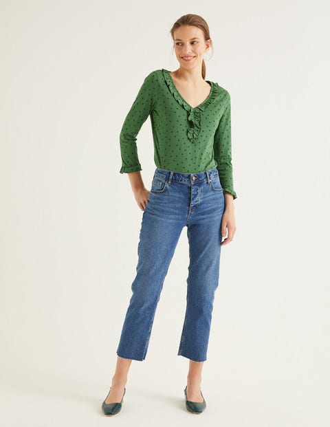 Federica Jersey Top - Broad Bean, Polka Spot Federica Jersey Top - Broad Bean, Polka Spot