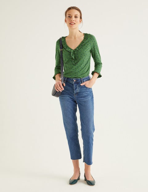 Federica Jersey Top - Broad Bean, Polka Spot Federica Jersey Top - Broad Bean, Polka Spot
