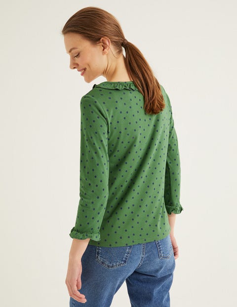 Federica Jersey Top - Broad Bean, Polka Spot Federica Jersey Top - Broad Bean, Polka Spot