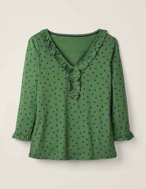 Federica Jersey Top - Broad Bean, Polka Spot Federica Jersey Top - Broad Bean, Polka Spot