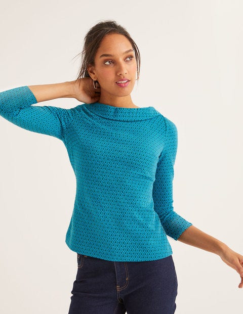 Bessie Jacquard Top - Blue Lagoon, Ornamental Tile Bessie Jacquard Top - Blue Lagoon, Ornamental Tile