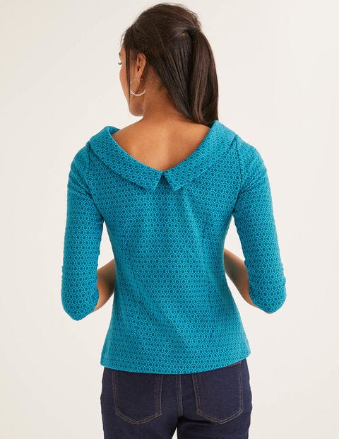 Bessie Jacquard Top - Blue Lagoon, Ornamental Tile Bessie Jacquard Top - Blue Lagoon, Ornamental Tile