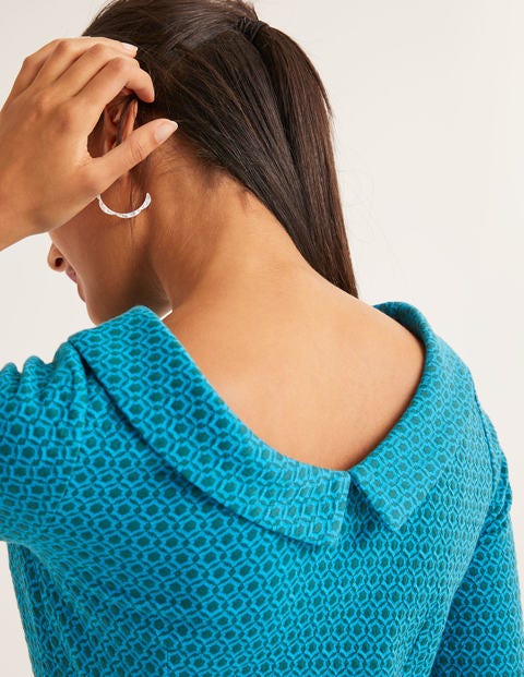 Bessie Jacquard Top - Blue Lagoon, Ornamental Tile Bessie Jacquard Top - Blue Lagoon, Ornamental Tile