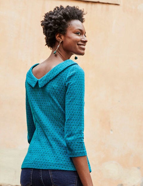 Bessie Jacquard Top - Blue Lagoon, Ornamental Tile Bessie Jacquard Top - Blue Lagoon, Ornamental Tile