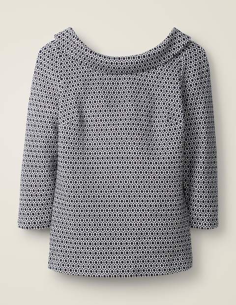 Bessie Jacquard Top - Ivory/Navy, Ornamental Tile Bessie Jacquard Top - Ivory/Navy, Ornamental Tile