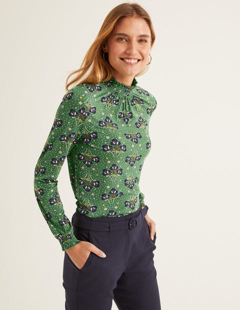 Connie Jersey Top - Broad Bean, Star Bouquet Connie Jersey Top - Broad Bean, Star Bouquet