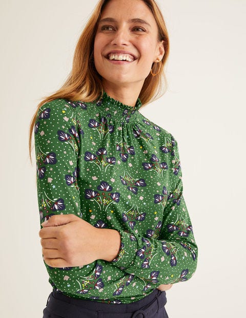 Connie Jersey Top - Broad Bean, Star Bouquet Connie Jersey Top - Broad Bean, Star Bouquet