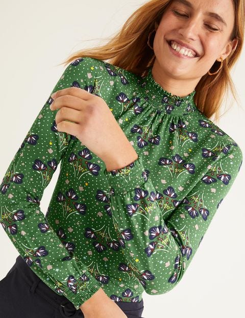 Connie Jersey Top - Broad Bean, Star Bouquet Connie Jersey Top - Broad Bean, Star Bouquet