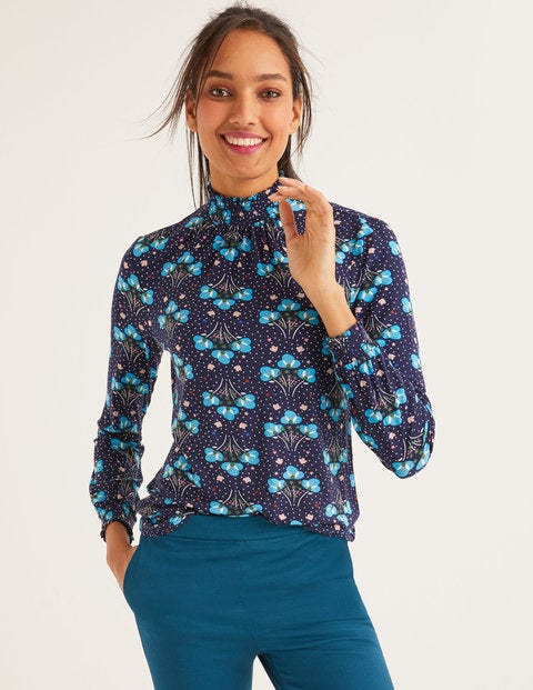 Connie Jersey Top - French Navy, Star Bouquet Connie Jersey Top - French Navy, Star Bouquet