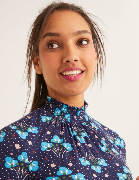 Connie Jersey Top - French Navy, Star Bouquet Connie Jersey Top - French Navy, Star Bouquet