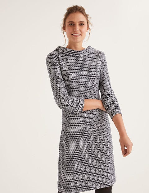 Bessie Jacquard Kleid - Französisches Navy, Ornamente Bessie Jacquard Kleid - Französisches Navy, Ornamente