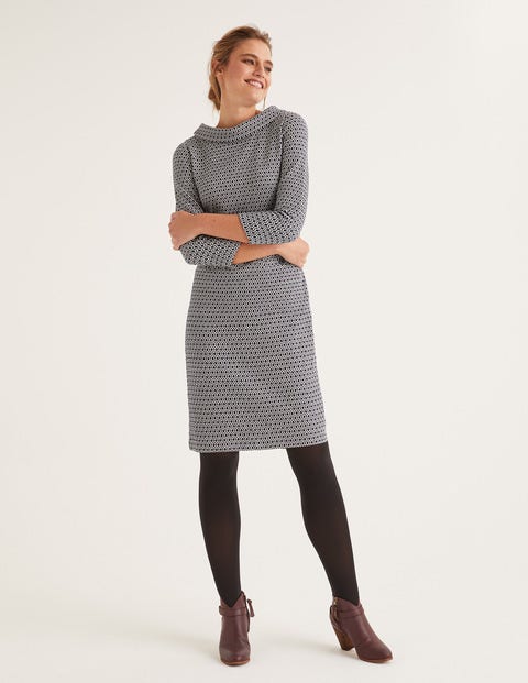 Bessie Jacquard Kleid - Französisches Navy, Ornamente Bessie Jacquard Kleid - Französisches Navy, Ornamente