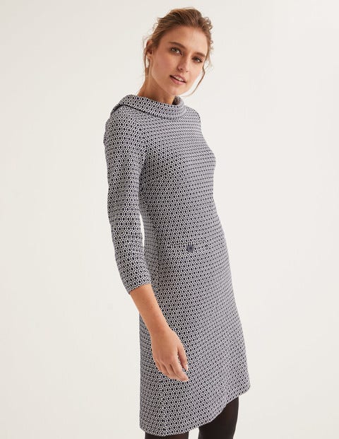 Bessie Jacquard Kleid - Französisches Navy, Ornamente Bessie Jacquard Kleid - Französisches Navy, Ornamente