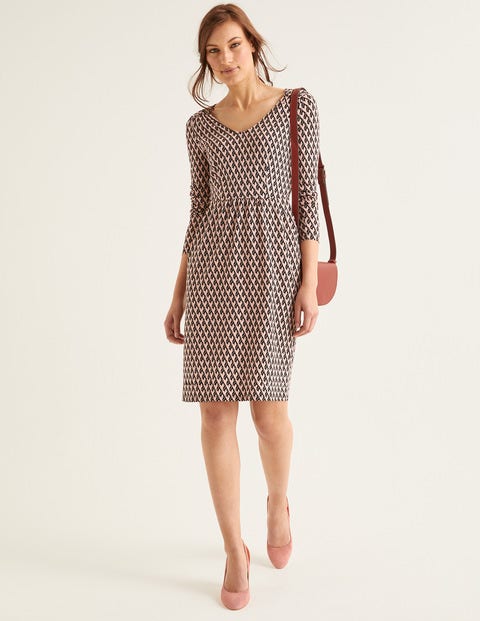 Romilly Jersey Dress - Milkshake, Leafy Geo Romilly Jersey Dress - Milkshake, Leafy Geo