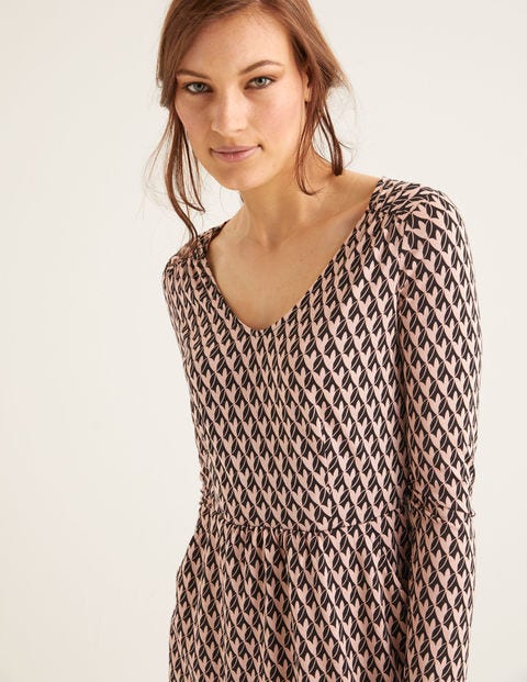 Romilly Jersey Dress - Milkshake, Leafy Geo Romilly Jersey Dress - Milkshake, Leafy Geo