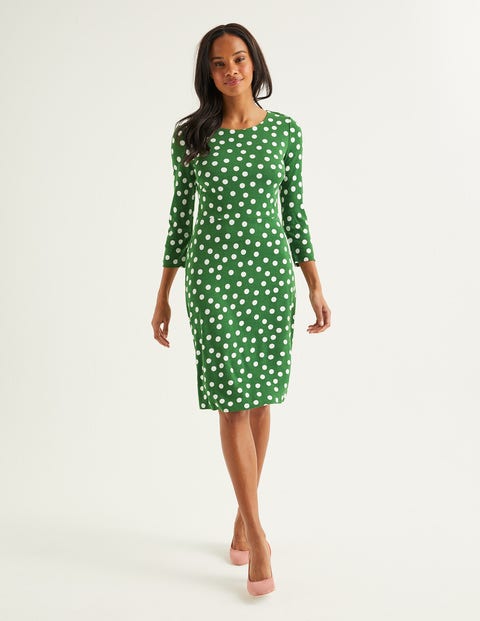 Theodora Ponte-Kleid - Ackerbohnengrün, Polka-Tupfen Theodora Ponte-Kleid - Ackerbohnengrün, Polka-Tupfen