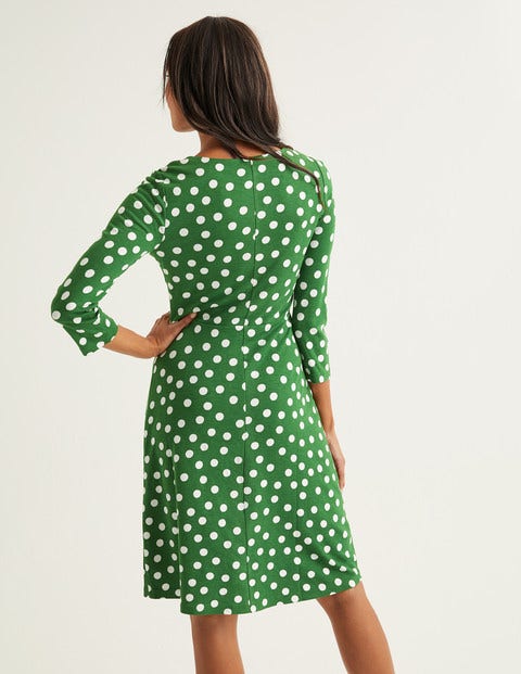Theodora Ponte-Kleid - Ackerbohnengrün, Polka-Tupfen Theodora Ponte-Kleid - Ackerbohnengrün, Polka-Tupfen