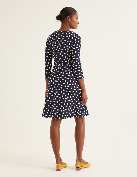 Theodora Ponte Dress - French Navy, Brand Polka Dot Theodora Ponte Dress - French Navy, Brand Polka Dot