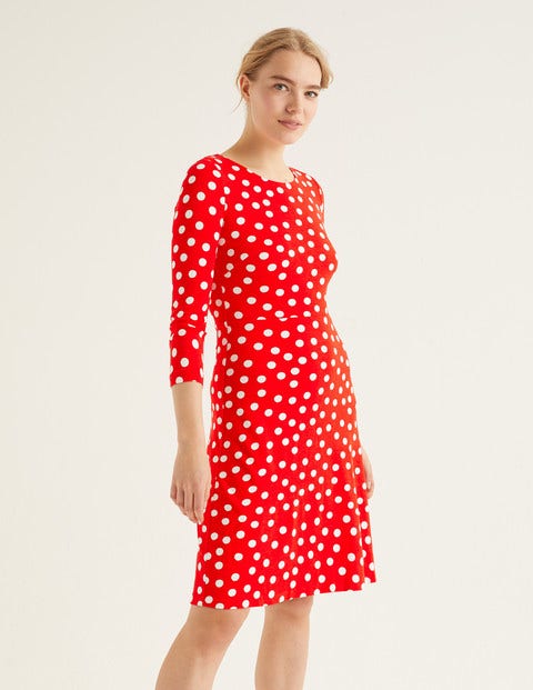 Theodora Ponte Dress - Post Box Red, Brand Polka Dot Theodora Ponte Dress - Post Box Red, Brand Polka Dot
