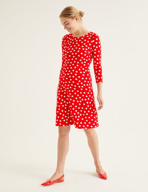 Theodora Ponte Dress - Post Box Red, Brand Polka Dot Theodora Ponte Dress - Post Box Red, Brand Polka Dot
